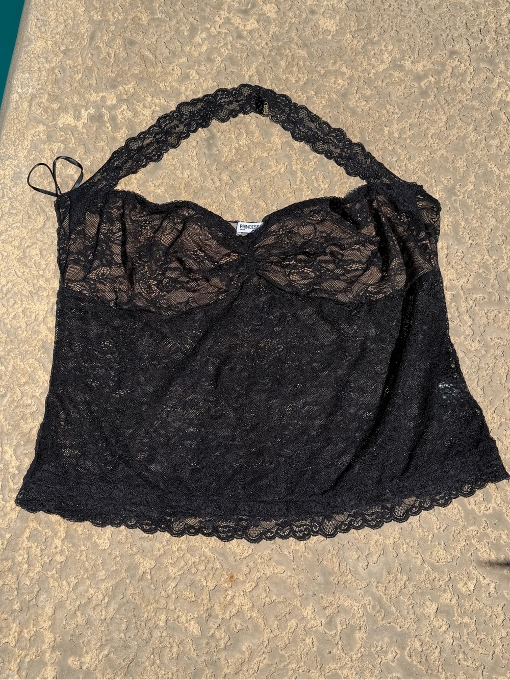 Princess Polly Black Lace Halter Cami Top